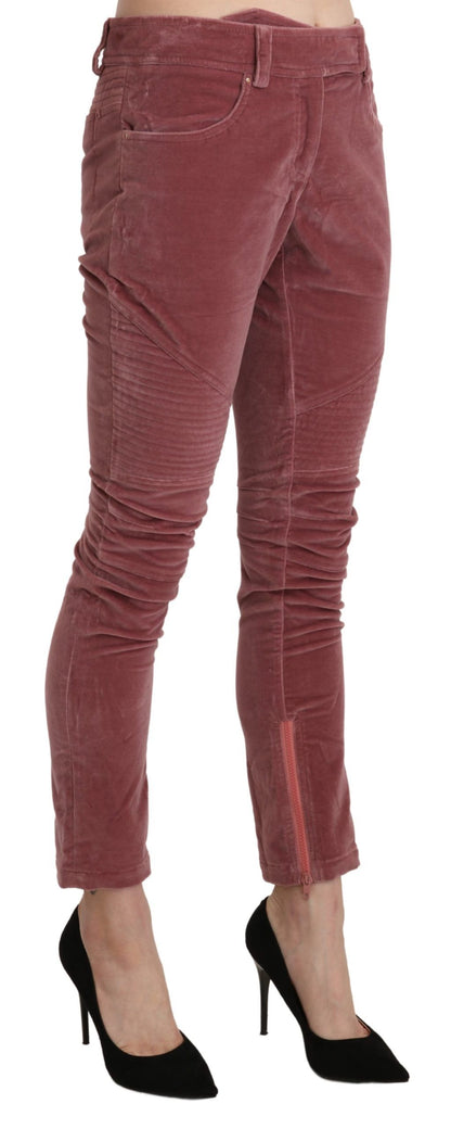 Ermanno Scervino Rote mittelhohe Skinny-Baumwollhose