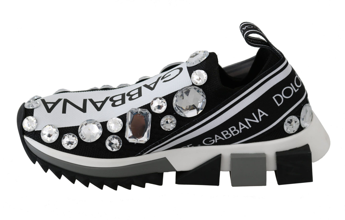 Dolce & Gabbana Black White Crystal Women 's Sneakers Shoes