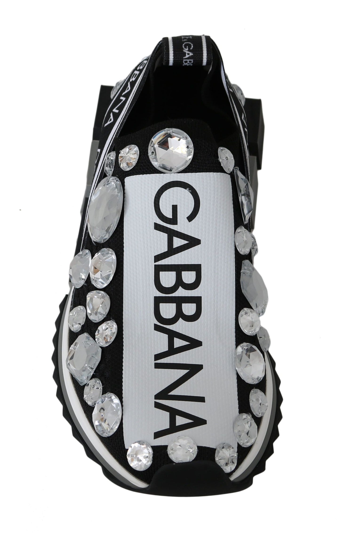 Dolce & Gabbana Black White Crystal Women 's Sneakers Shoes