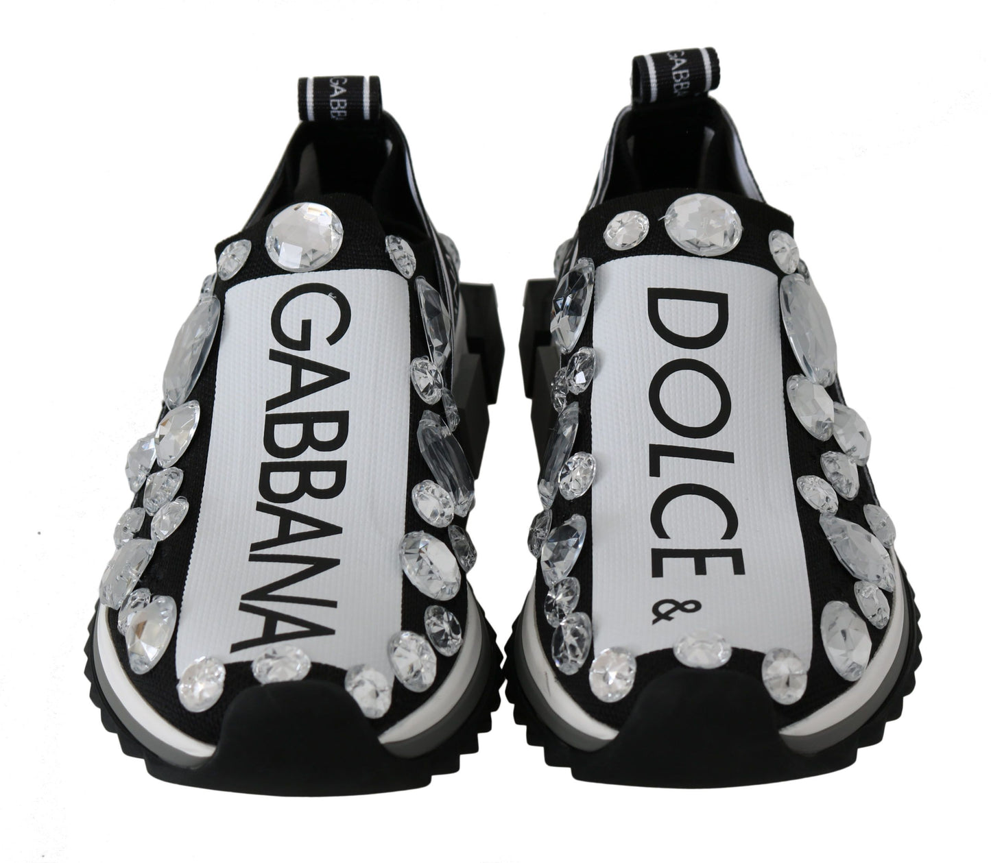 Dolce & Gabbana Black White Crystal Women 's Sneakers Shoes