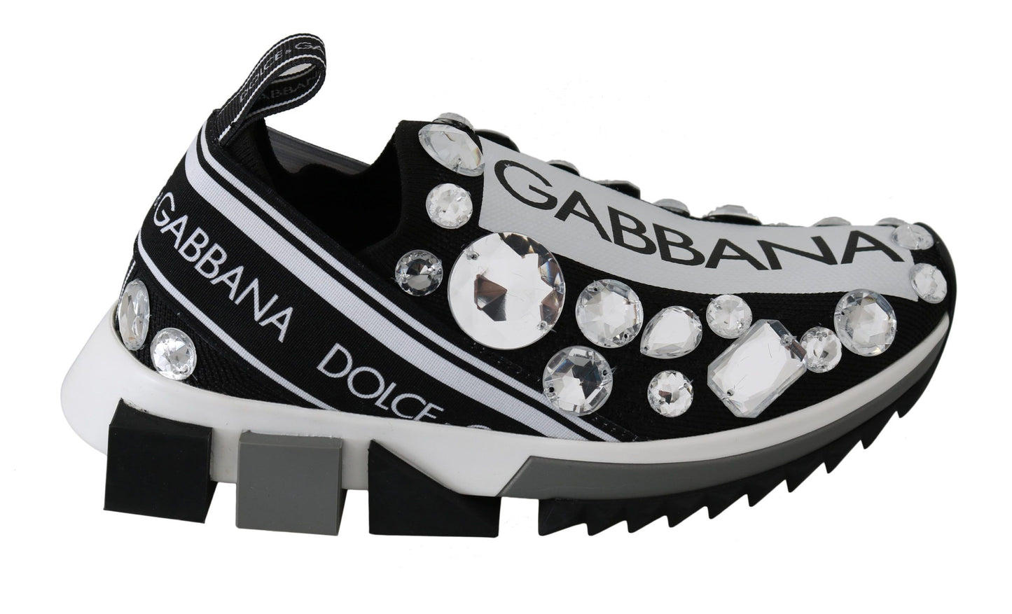 Dolce & Gabbana Black White Crystal Women 's Sneakers Shoes