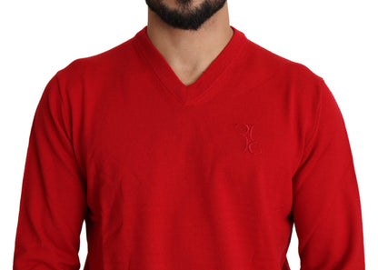 Milliardär italienischer Couture rotes V-Ausschnitt Wolle Sweatshirt Pullover Pullover