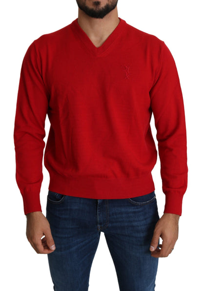 Milliardär italienischer Couture rotes V-Ausschnitt Wolle Sweatshirt Pullover Pullover