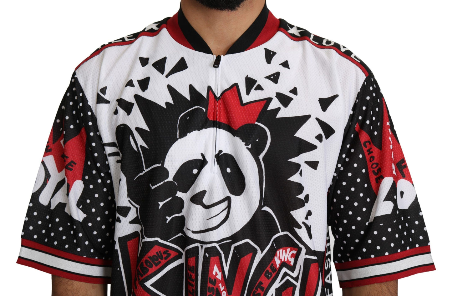 Dolce & Gabbana White King Panda Top Polyester Mens 티셔츠