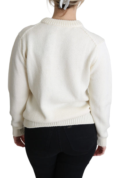 Dolce & Gabbana weiße Blumenwolle Pullover Sonnenblumenpullover