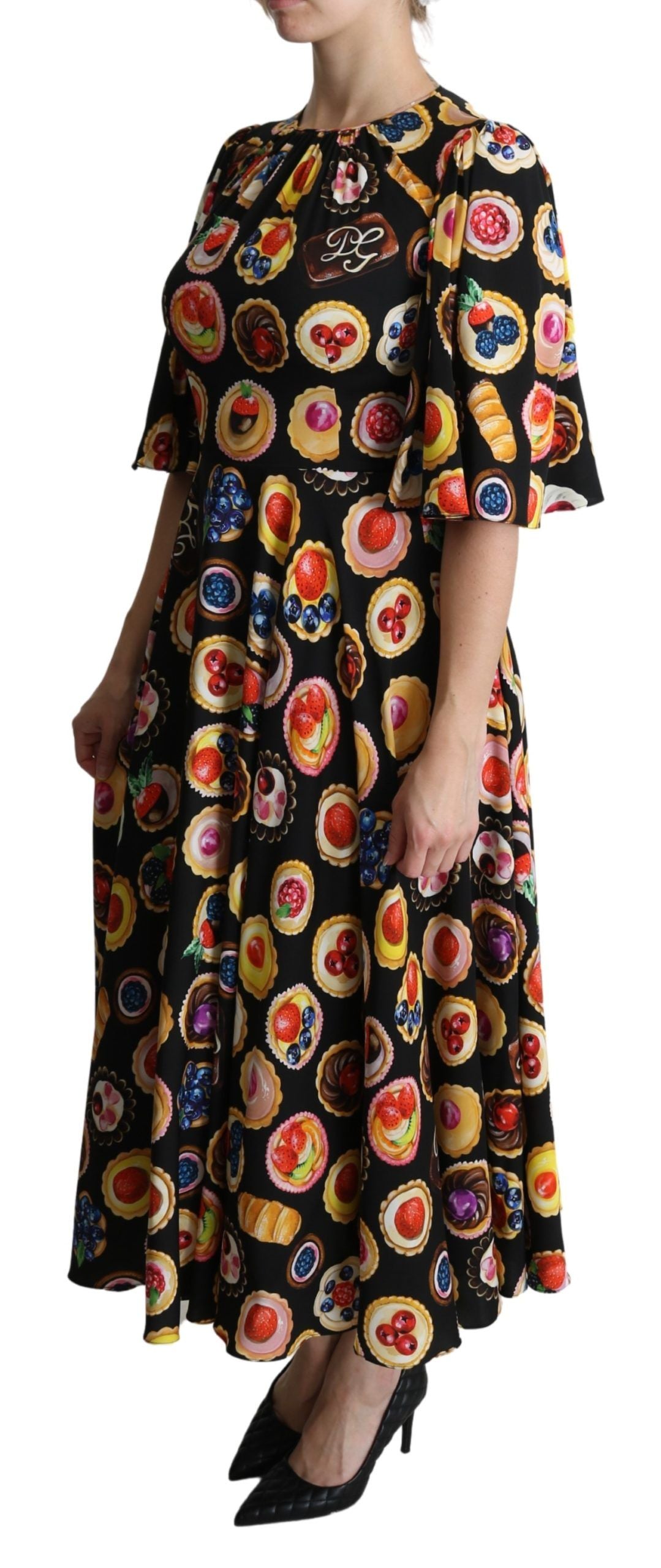 Dolce & Gabbana Multicolor Desserts A-Line Maxi Seidenkuchenkleid