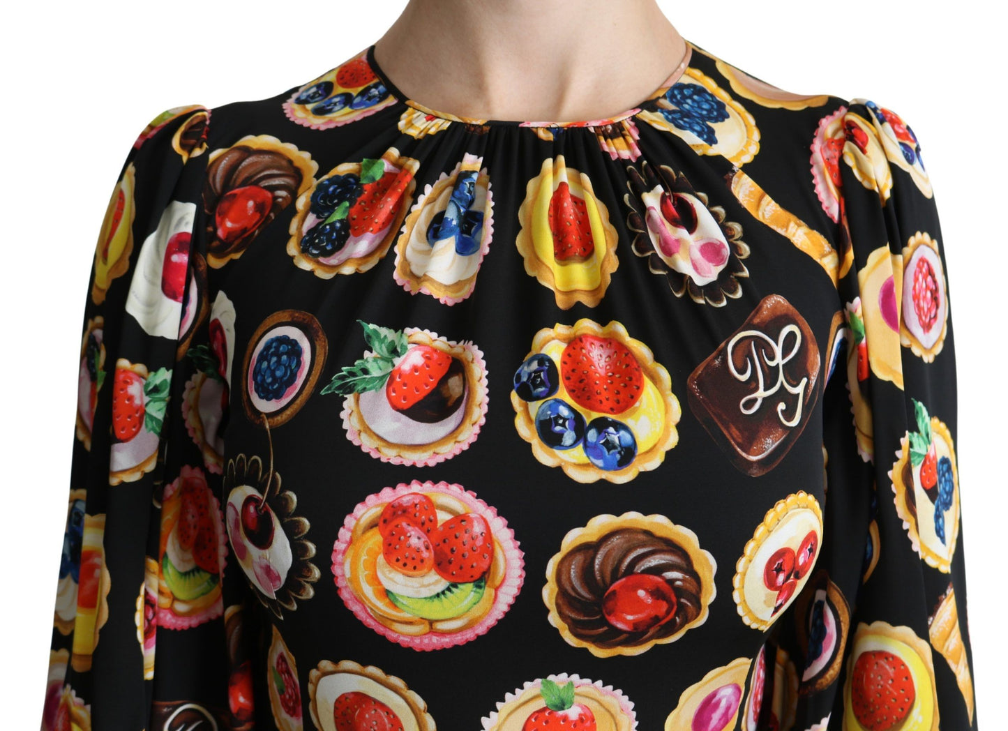 Dolce & Gabbana Multicolor Desserts A-Line Maxi Seidenkuchenkleid