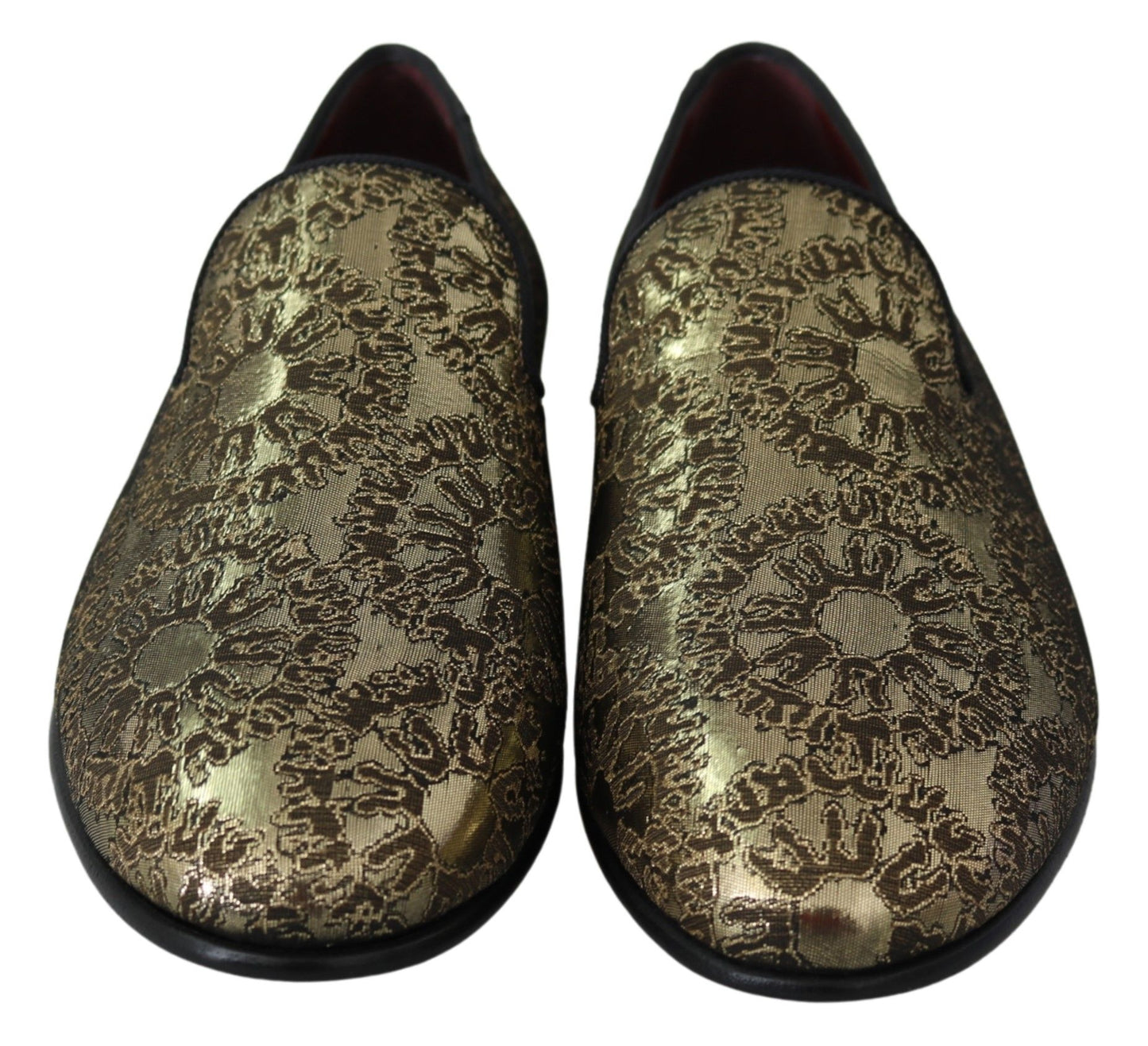 Dolce & Gabbana Gold Jacquard Flats Mens 로퍼 신발