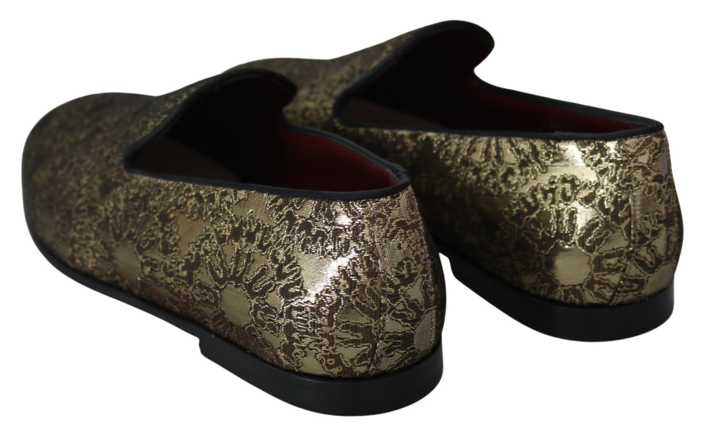 Dolce & Gabbana Gold Jacquard Flats Mens 로퍼 신발