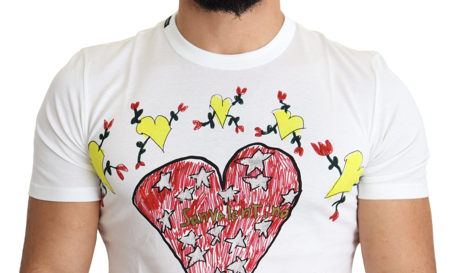 Dolce & Gabbana White Saint Valentine Print Cotton Men 티셔츠