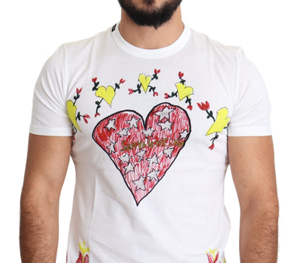 Dolce & Gabbana White Saint Valentine Print Cotton Men 티셔츠