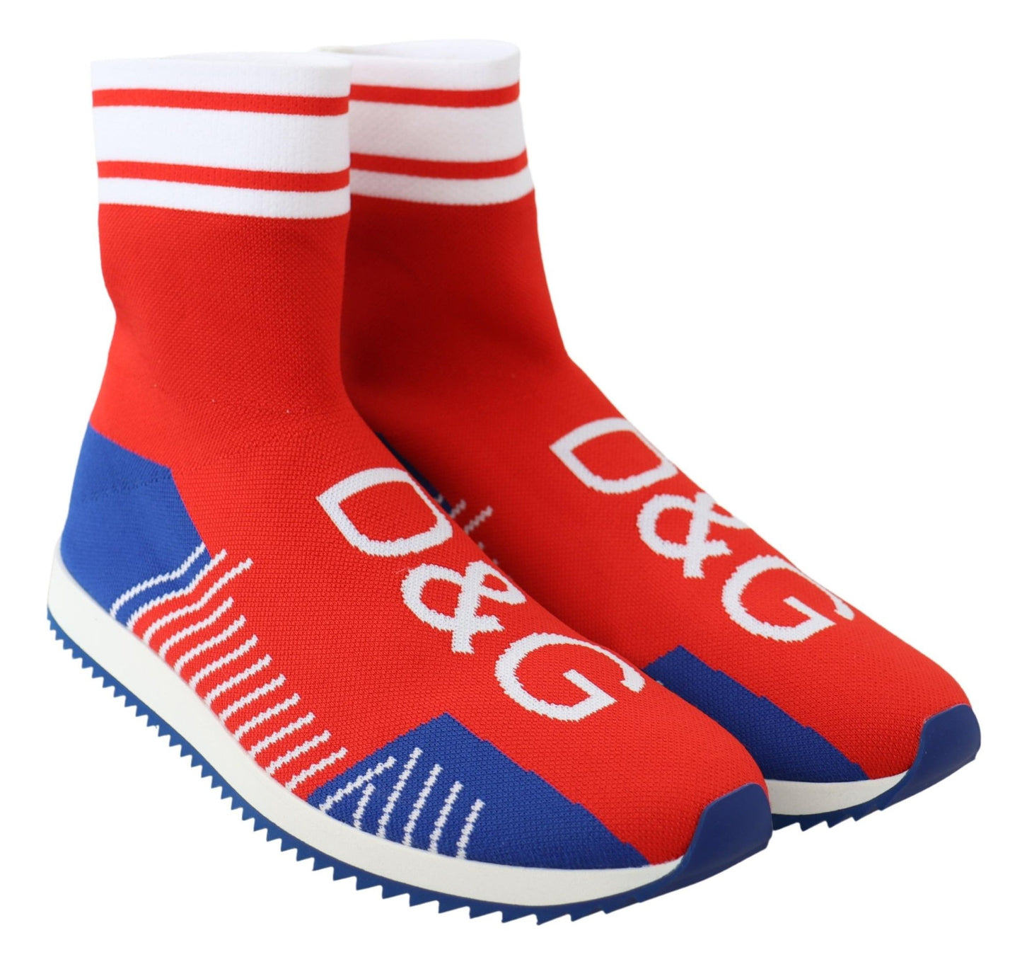 Dolce &amp; Gabbana Blau Rot Sorrento Logo Sneakers Socken Schuhe