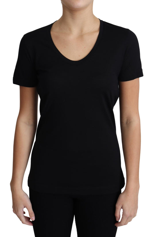 Dolce & Gabbana Black Wool Round Neck Short Sleeves T-Shirt