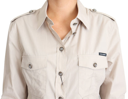 Dolce & Gabbana Elegant Beige Cotton Safari Shirt