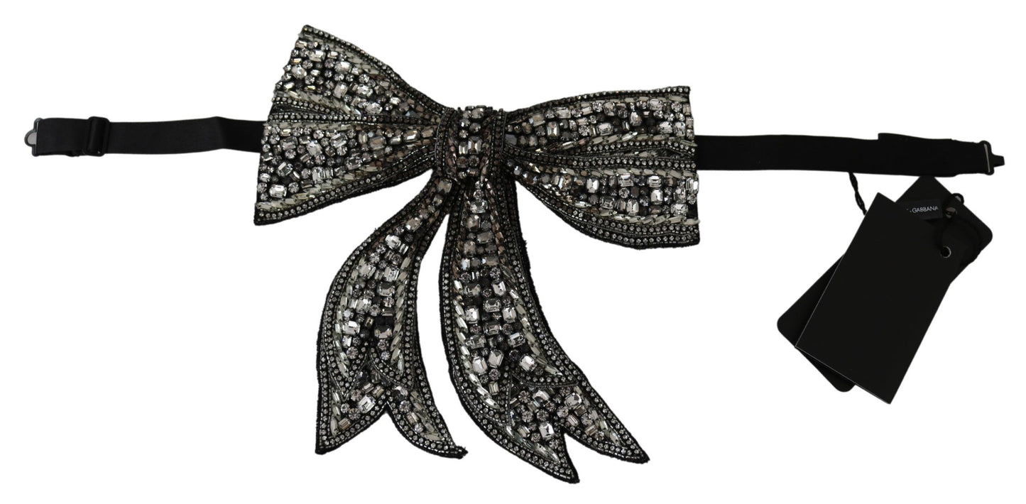 Dolce & Gabbana Silver Tone 100% 실크 크리스탈 장식 여성 Bowtie