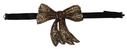 Dolce & Gabbana Gold Tone Silk Rhinestone 장식 여성 Bowtie