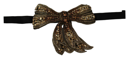 Dolce & Gabbana Gold Tone Silk Rhinestone 장식 여성 Bowtie