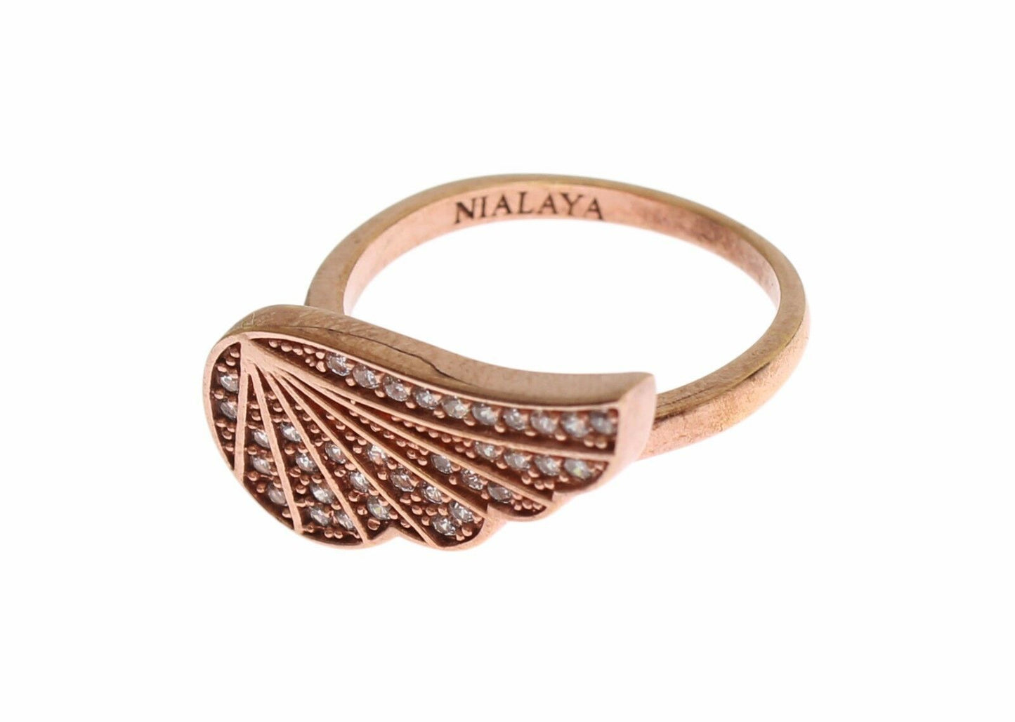 Nialaya Pink Gold 925 Silver Womens Clear CZ 반지