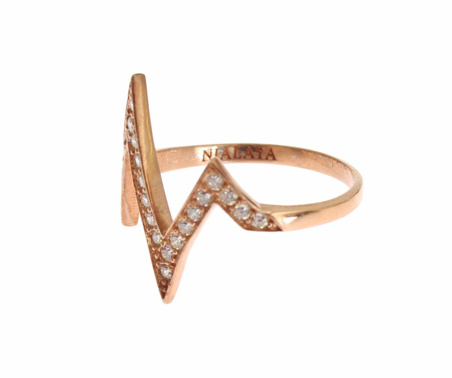 Nialaya Pink Gold 925 Silber Klarer Damenring