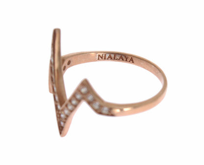 Nialaya Pink Gold 925 Silber Klarer Damenring