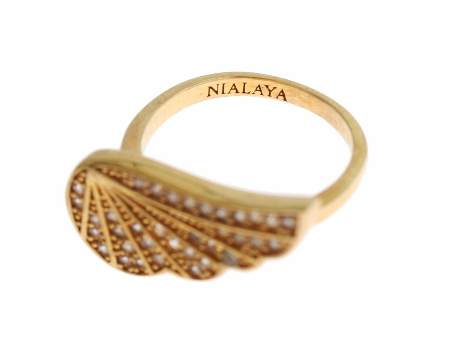 Nialaya Womens Clear CZ Gold 925 Silver 정통 반지