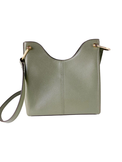 Michael Kors Joan 대형 천공 스웨이드 가죽 멍청한 메신저 핸드백 (Army Green)