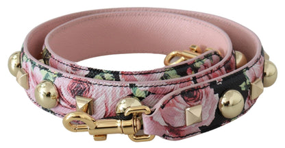 Dolce &amp; Gabbana Pink Floral Gold Studs Taschenzubehör Schultergurt