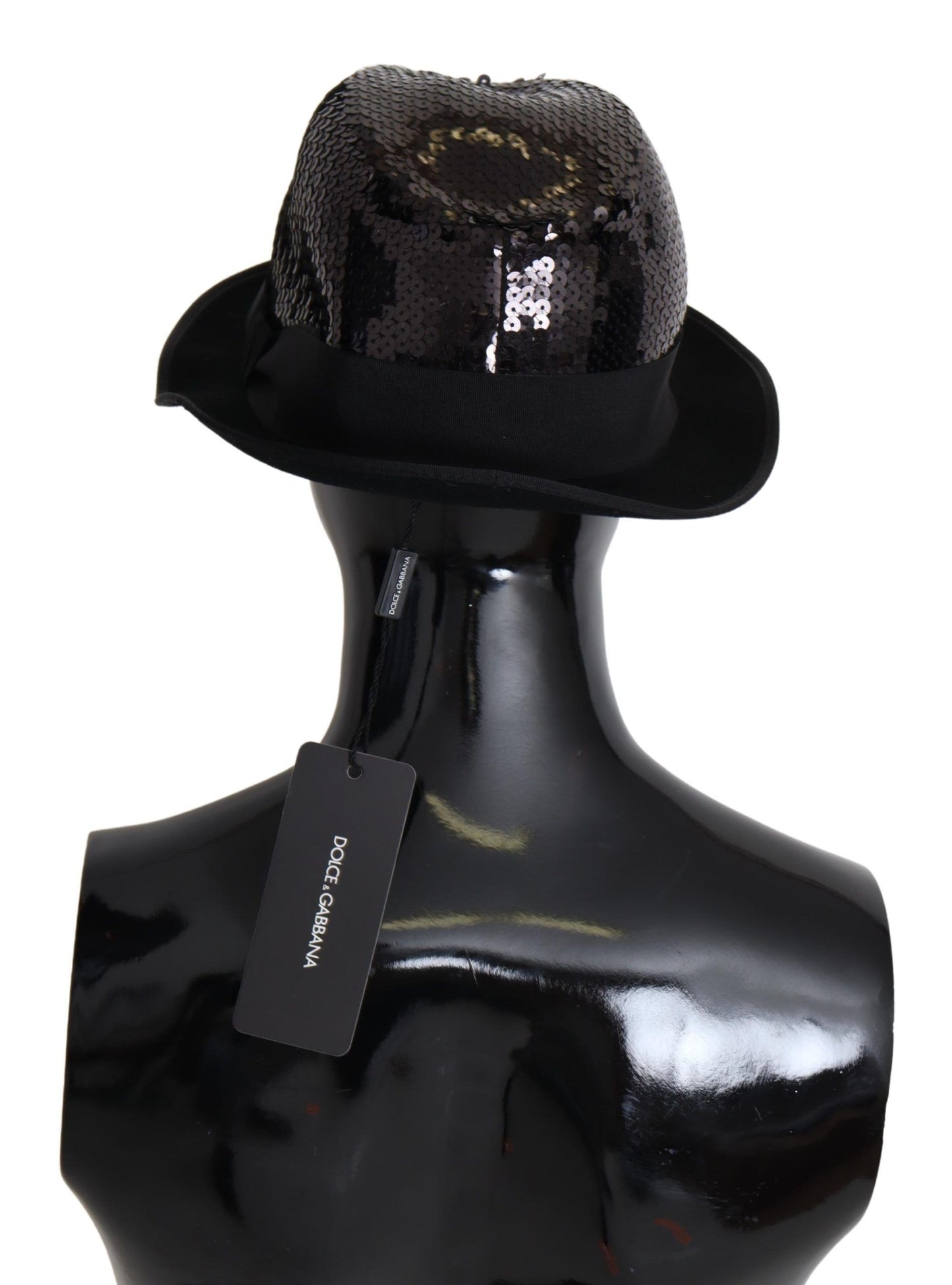 Dolce & Gabbana Black Polyester 스팽글 여성 Fedora Capello Hat