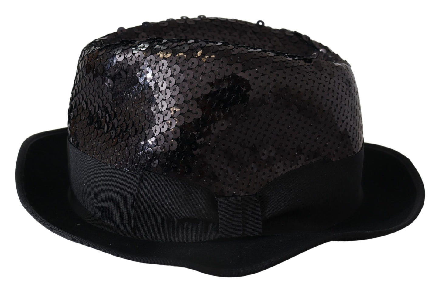 Dolce & Gabbana Black Polyester 스팽글 여성 Fedora Capello Hat