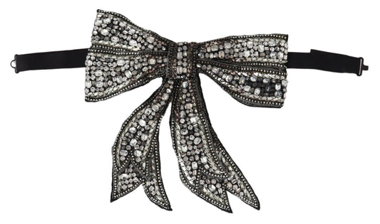 Dolce & Gabbana Silver Crystal Beaded 스팽글 캣워크 목걸이 Bowtie