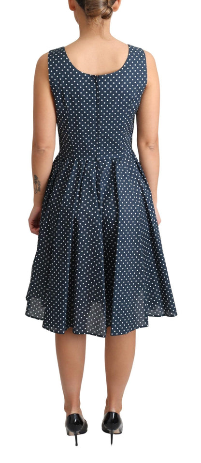 Dolce & Gabbana Blue Dotted Cotton A-Line-Kleidkleid