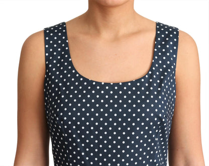 Dolce & Gabbana Blue Dotted Cotton A-Line-Kleidkleid