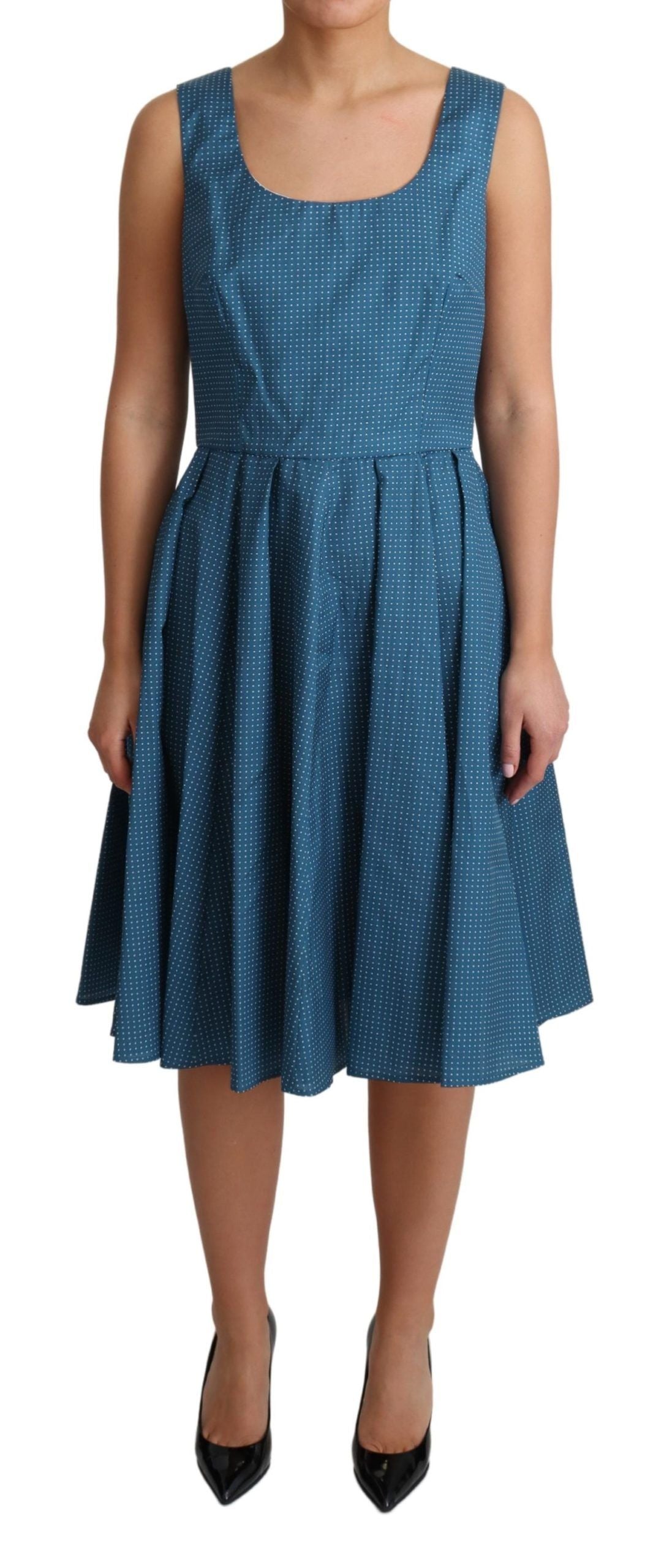 Dolce &amp; Gabbana Blau gepunktetes A-Linien-Kleid aus Baumwolle