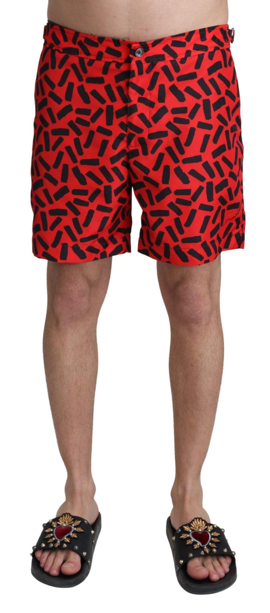 Dolce & Gabbana Red Patterned Beachwear 반바지 수영복