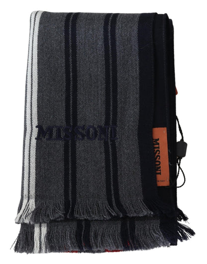 Missoni Multicolor Wool 줄무늬 유니esx 목 랩 숄 숄 스카프