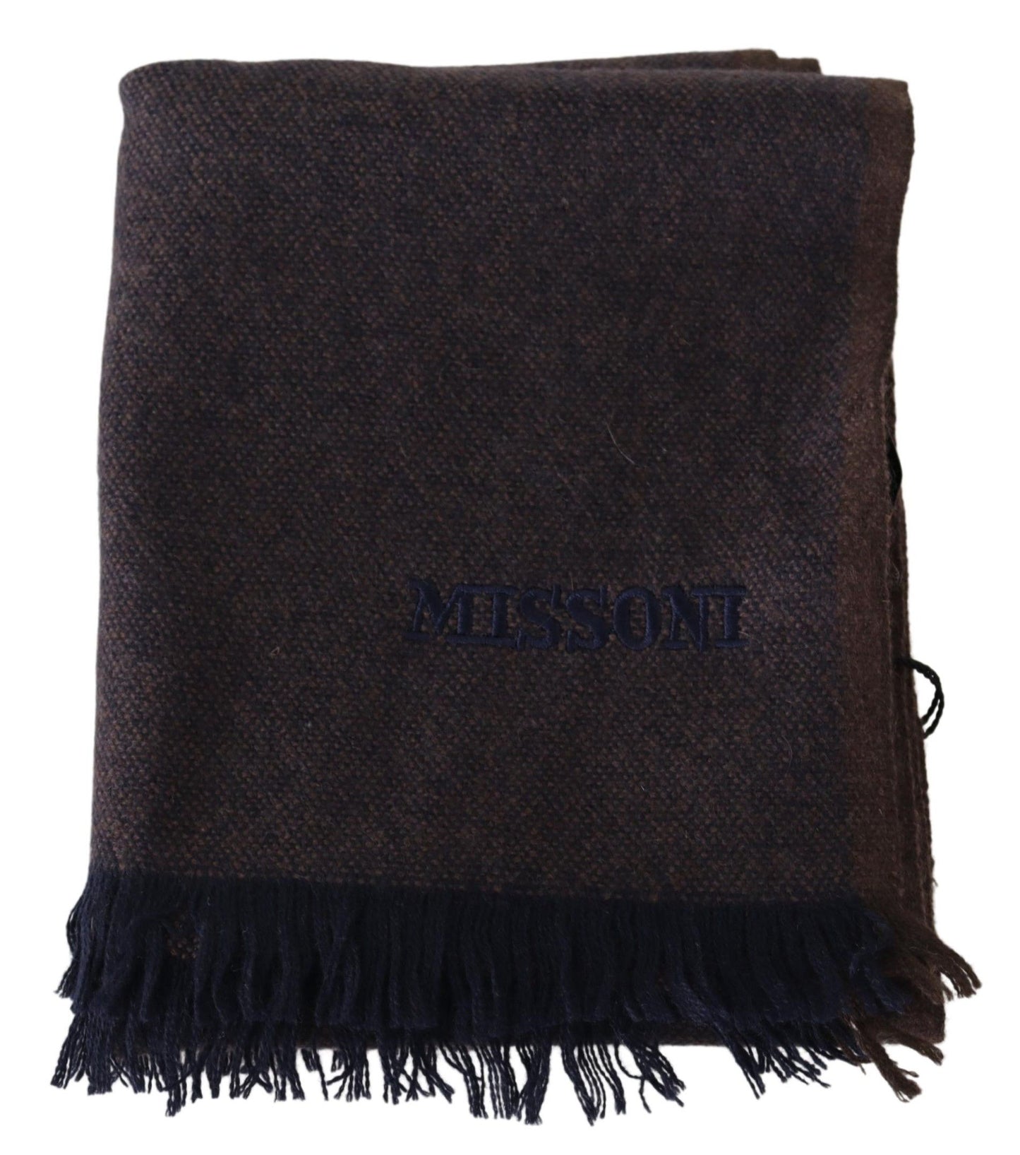 Missoni Brown 100% Cashmere Unisex Neck Wrap Fringes Scarf