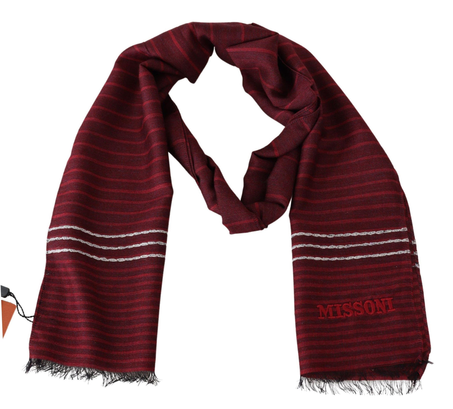 Missoni Red Striped Wool Blend 유엔 목 랩 빨간색