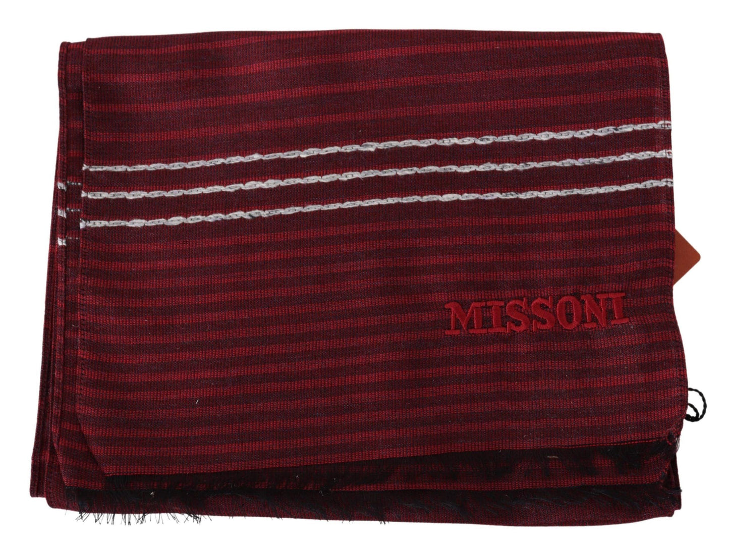 Missoni Red Striped Wool Blend 유엔 목 랩 빨간색