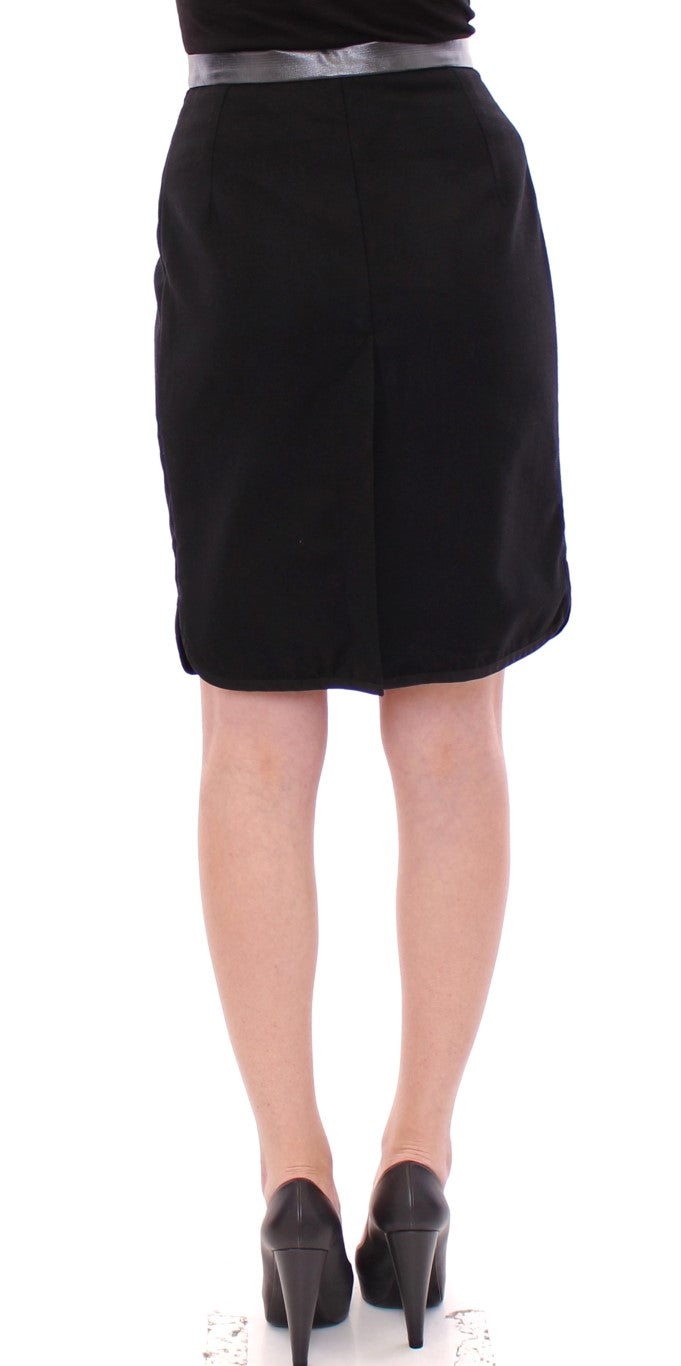 Corrado De Biase Elegant Black Wool-Cotton Blend Skirt