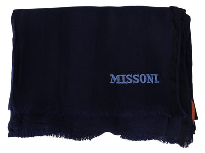 Missoni Blauer Unisex-Halswickelschal aus Wollstrick