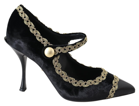 Dolce & Gabbana Elegant Velvet Patent Embroidered Pumps