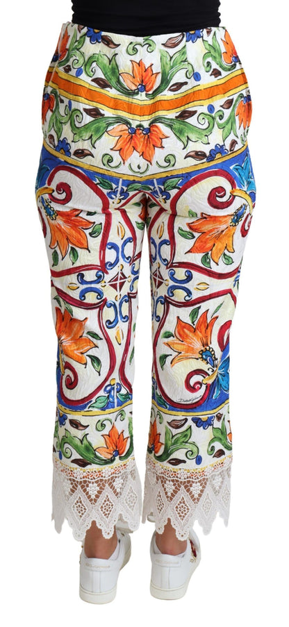 Mehrfarbige Baumwollhose mit Majolika-Print von Dolce &amp; Gabbana