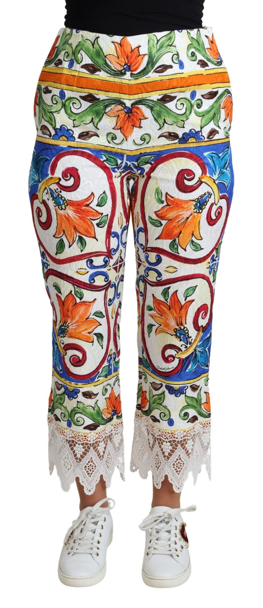 Mehrfarbige Baumwollhose mit Majolika-Print von Dolce &amp; Gabbana