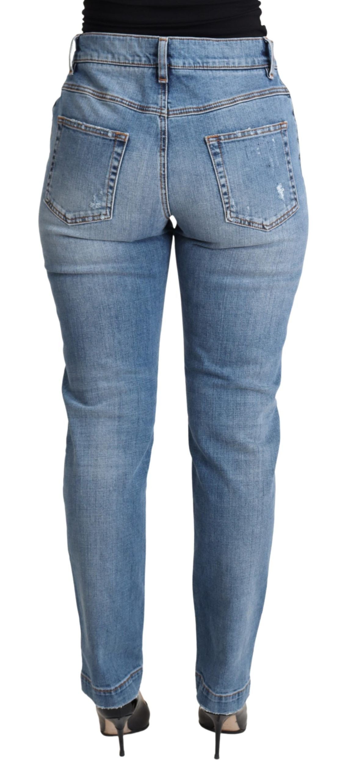 Dolce &amp; Gabbana Blue Tattered Skinny Jeans aus Baumwollmischung