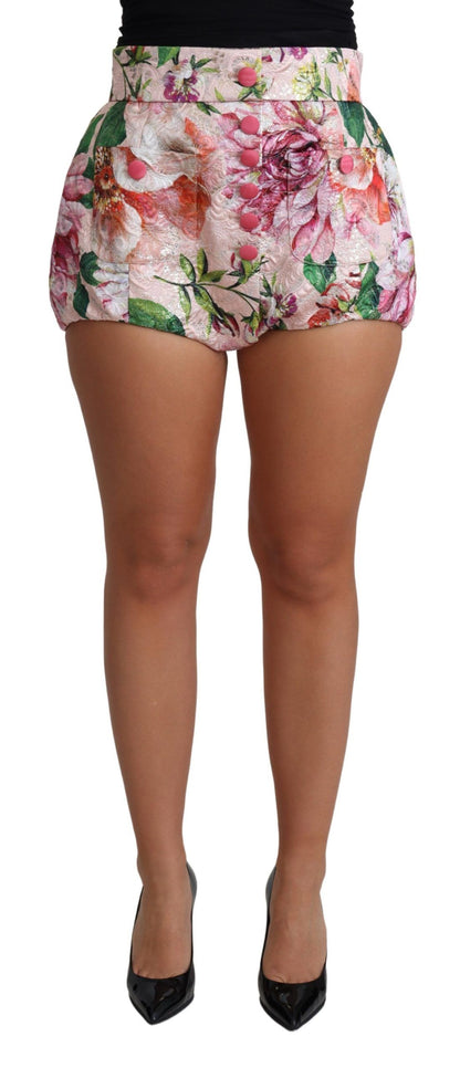 Dolce & Gabbana Pink Cotton Floral Print Hot Fants Short