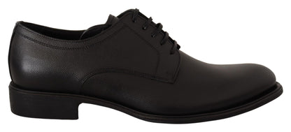 Dolce &amp; Gabbana Herren-Derby-Schuhe aus schwarzem Leder zum Schnüren