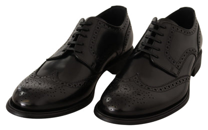 Dolce &amp; Gabbana Oxford-Schuhe mit Flügelspitze aus schwarzem Leder