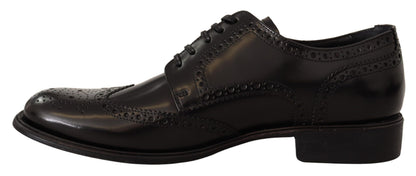 Dolce &amp; Gabbana Oxford-Schuhe mit Flügelspitze aus schwarzem Leder