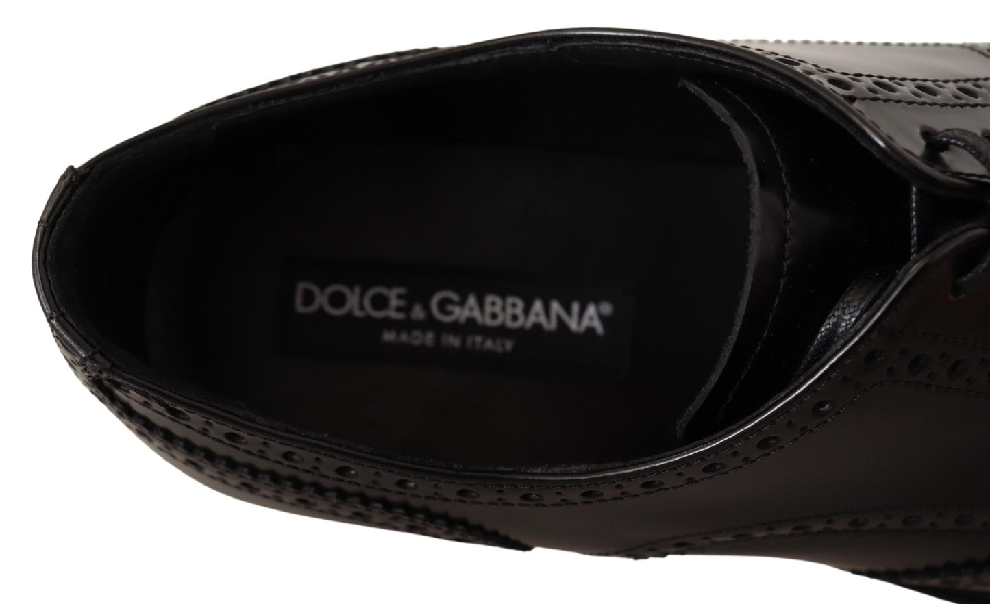 Dolce &amp; Gabbana Oxford-Schuhe mit Flügelspitze aus schwarzem Leder