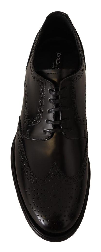 Dolce &amp; Gabbana Oxford-Schuhe mit Flügelspitze aus schwarzem Leder